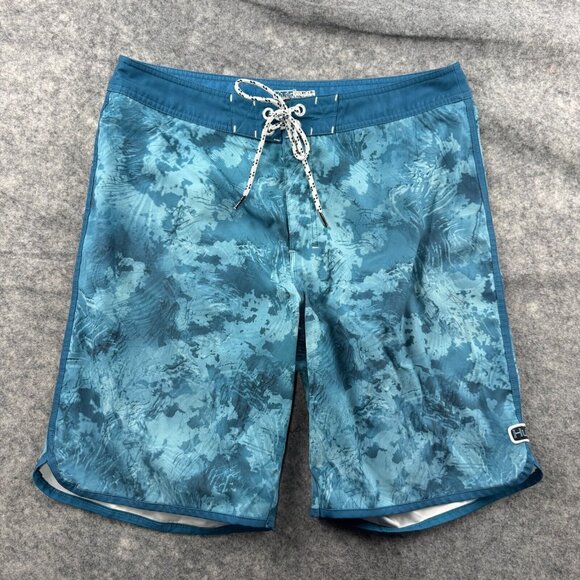Huk Fishing Swim Trunks Mens 34 Blue Stretch Performance Board Shorts Pocket - Picture 1 of 8
